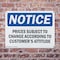 Signmission Prices Subject To Change According To Customer'S, 10 in W x Rectangle, Plastic OS-2PACK-NS-P-710-L-17798 - alternate 2